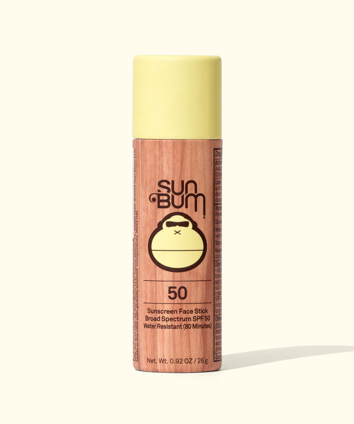 Paper Tube SPF 50 Sunscreen Face Stick with FSC certified packaging, broad spectrum protection, and water resistance, Sun Bum.